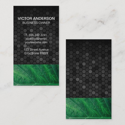 Geometrisch | Groen leder Visitekaartje (Voorkant / Achterkant)