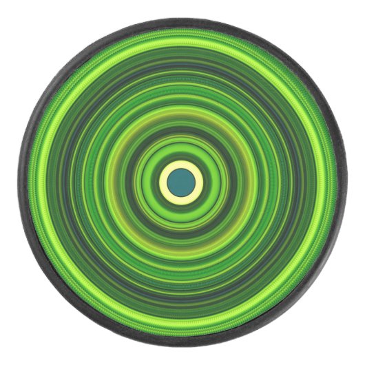 Geometrisch groen Mandala Design Hockey Puck (Voorkant)