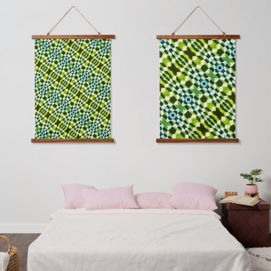 Geometrisch groen patroon Abstracte moderne kunst Hangend Wandkleed (Slaapkamer)