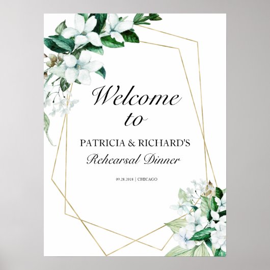 Geometrisch groen repetitie diner welkomstbord poster (Voorkant)