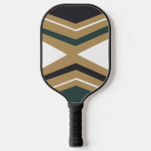 Geometrisch groen, wit en goudpatroon pickleball paddle (Voorkant)