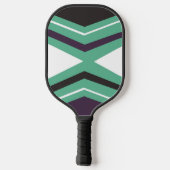 Geometrisch groen, wit en paars patroon pickleball paddle (Achterkant)