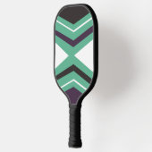 Geometrisch groen, wit en paars patroon pickleball paddle (Links)
