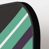 Geometrisch groen, wit en paars patroon pickleball paddle (Links Detail)