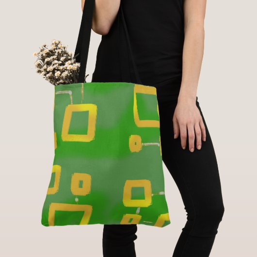 geometrisch groene marsmantel tote bag (Dichtbij)