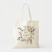 Geometrisch Groene Roze Blush Floral Bridesmaid Tote Bag (Voorkant)