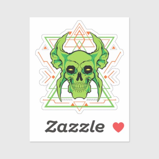 geometrisch groene schedel sticker (Vel)