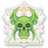 geometrisch groene schedel sticker (Voorkant)