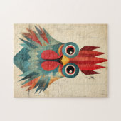 Geometrisch haan portret legpuzzel (Horizontaal)