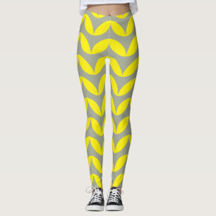Geometrisch half cirkel geel & grijs kleurenontwer leggings