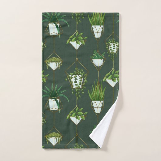 Geometrisch hangend kamerplantpatroon bad handdoek (Handdoek)