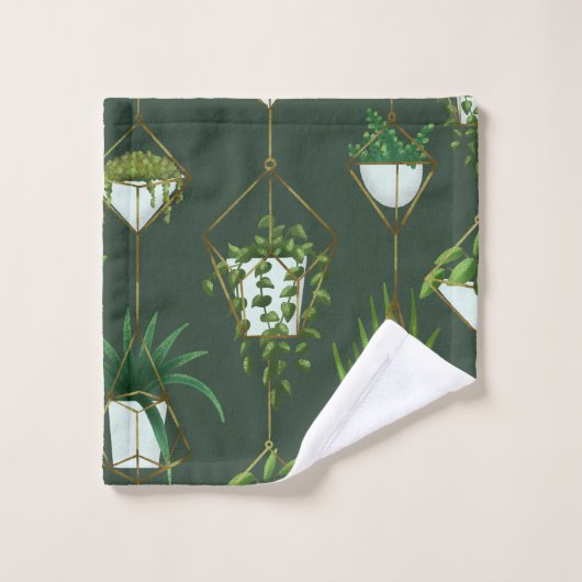 Geometrisch hangend kamerplantpatroon bad handdoek (Wasdoekje)