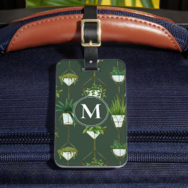 Geometrisch hangend kamerplantpatroon bagagelabel