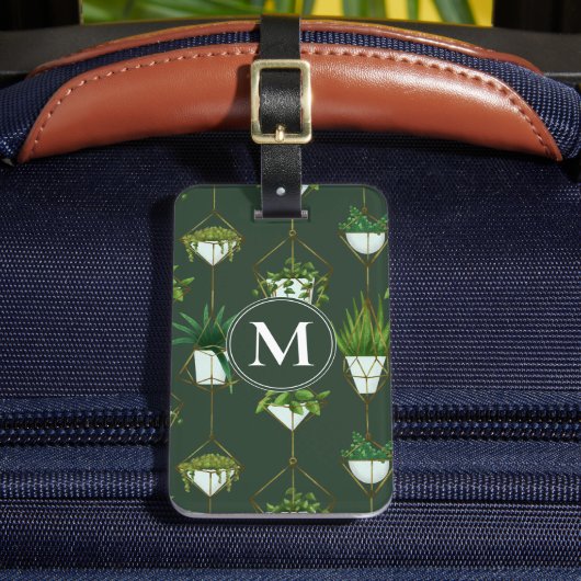 Geometrisch hangend kamerplantpatroon bagagelabel (Voorkant Insitu 2)