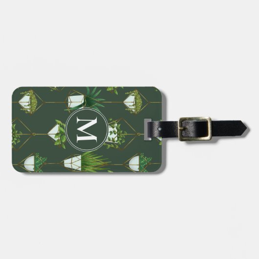 Geometrisch hangend kamerplantpatroon bagagelabel (Voorkant horizontaal)