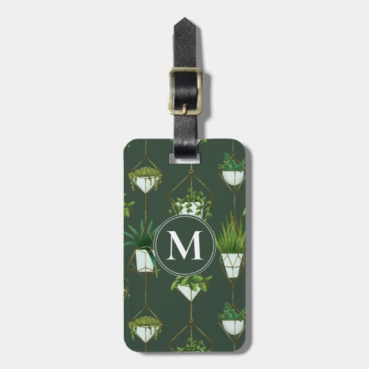 Geometrisch hangend kamerplantpatroon bagagelabel (Voorkant verticaal)