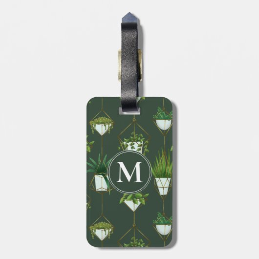 Geometrisch hangend kamerplantpatroon bagagelabel (Achterkant verticaal)