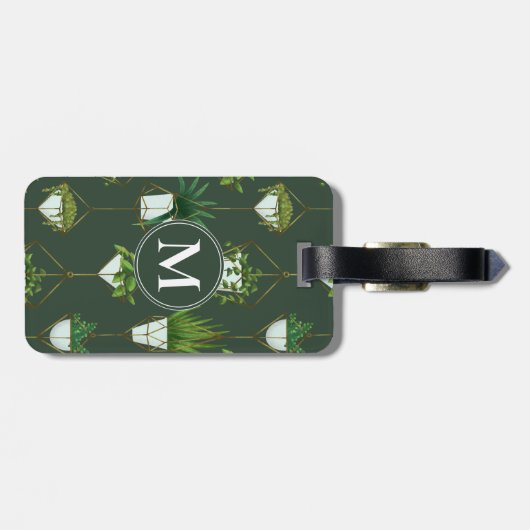 Geometrisch hangend kamerplantpatroon bagagelabel (Achterkant horizontaal)