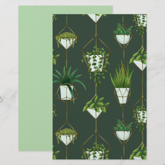 Geometrisch hangend kamerplantpatroon briefpapier (Voorkant / Achterkant)