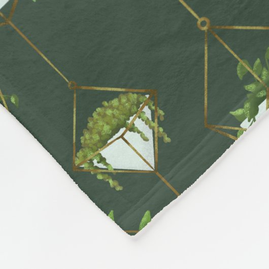 Geometrisch hangend kamerplantpatroon fleece deken (Hoek)