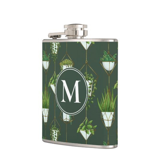 Geometrisch hangend kamerplantpatroon heupfles (Links)