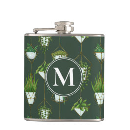 Geometrisch hangend kamerplantpatroon heupfles