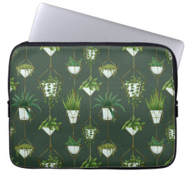 Geometrisch hangend kamerplantpatroon laptop sleeve