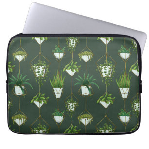 Geometrisch hangend kamerplantpatroon laptop sleeve
