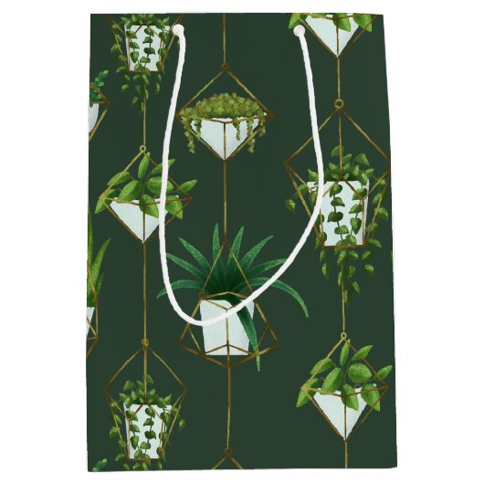 Geometrisch hangend kamerplantpatroon medium cadeauzakje (Voorkant)