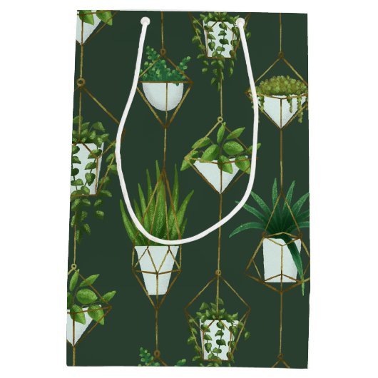 Geometrisch hangend kamerplantpatroon medium cadeauzakje (Achterkant)