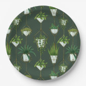 Geometrisch hangend kamerplantpatroon papieren bordje (Voorkant)