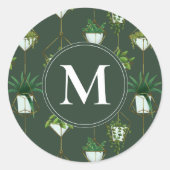Geometrisch hangend kamerplantpatroon ronde sticker (Voorkant)