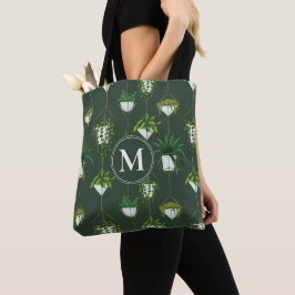 Geometrisch hangend kamerplantpatroon tote bag