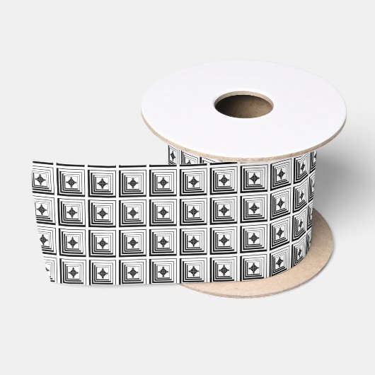 Geometrisch Hangend Patroon Satijnen Lint (Spoel)