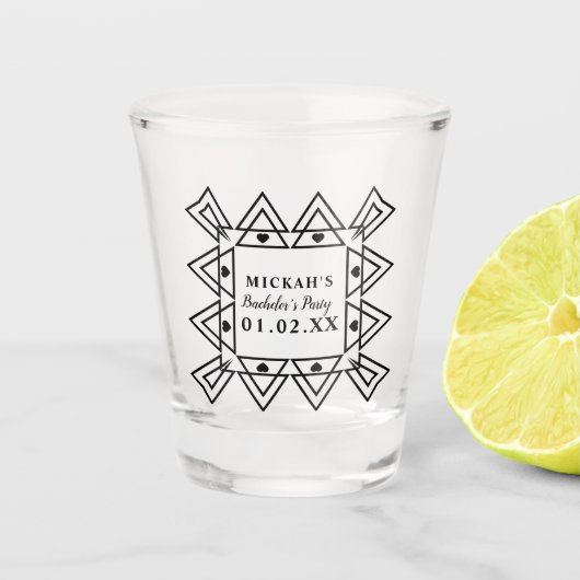 Geometrisch Hart Frame Logo Bachelor Party  Shot Glas (Voorkant)