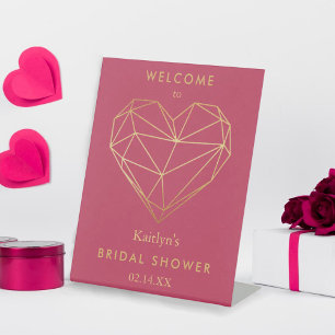 Geometrisch hart Valentijnsdag Vrijgezellenfeest Reclamebord Met Voetstuk