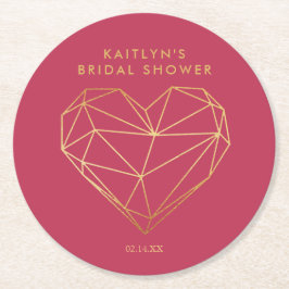 Geometrisch hart Valentijnsdag Vrijgezellenfeest Ronde Kartonnen Onderzetter