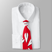Geometrisch Hartpatroon Rood Wit Zwart Stropdas (Gebonden)