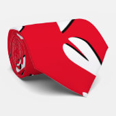 Geometrisch Hartpatroon Rood Wit Zwart Stropdas (Opgerold)