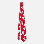 Geometrisch Hartpatroon Rood Wit Zwart Stropdas (Achterkant)