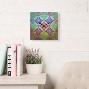 Geometrisch Heilig Mandala Draadframe Patroon Wand Vierkante Klok