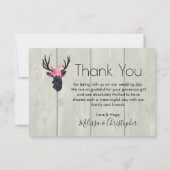 Geometrisch hertengewei met bloemenkrans op namaak bedankkaart (Achterkant)