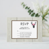 Geometrisch Hertenhoofd met Floral Crown Rustic RS RSVP Kaartje (Staand voorkant)
