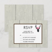 Geometrisch Hertenhoofd met Floral Crown Rustic RS RSVP Kaartje (Voorkant / Achterkant)