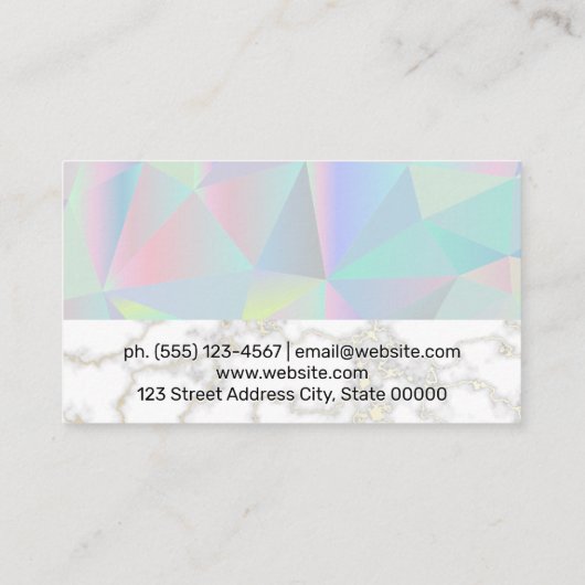 Geometrisch holografisch | Goud Wit Marmer Visitekaartje (Achterkant)