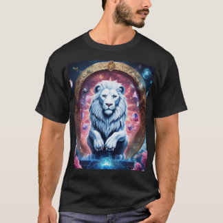 Geometrisch holografisch leeuwen T-shirt ontwerp