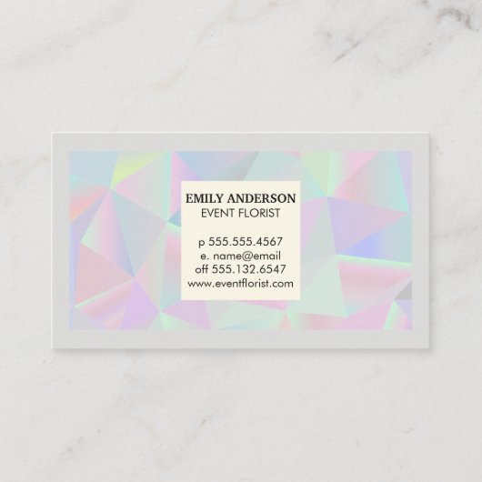 geometrisch holografisch | Monogram en grens Visitekaartje (Achterkant)