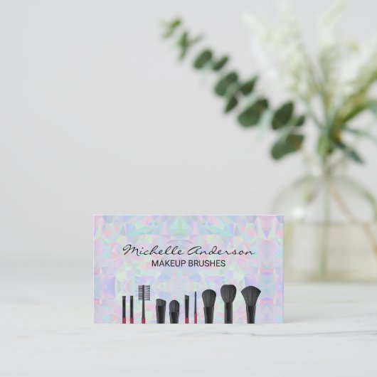 Geometrisch holografisch ontwerp | Make-upborstels Visitekaartje (Staand voorkant)