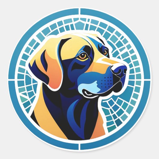 Geometrisch Hondenkop Logo Embleem Ronde Sticker (Voorkant)