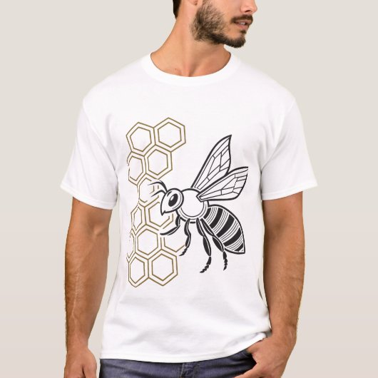 Geometrisch honingbij T-shirt - Red de bijen natuu (Voorkant)
